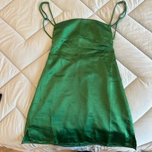 Skylar and Madison silk green mini dress